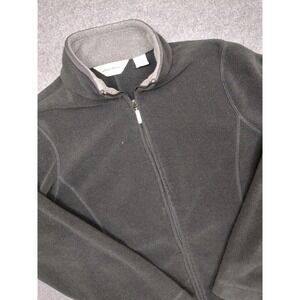Eddie Bauer Fleece Jacket Women's Full Zip Up Gray‎ Black Medium M